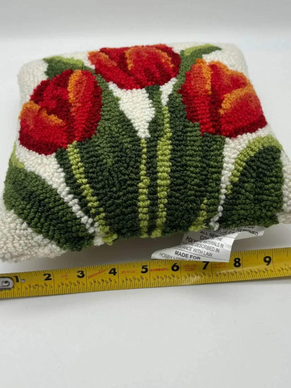 The Spring Shop Floral Red Tulips Square Pillow NWT